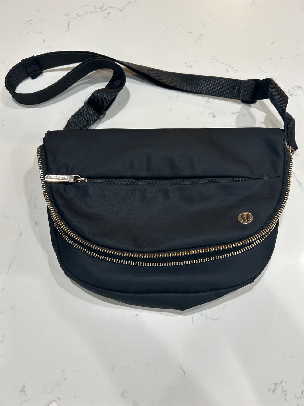 lululemon athletica Black Crossbody Bag with Gold Hardware